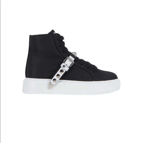 Prada Women’s Platform Studded High Top Sneakers Size 8 - Picture 2 of 9